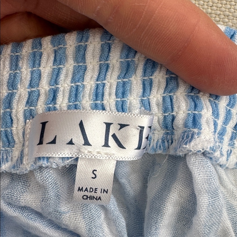 LAKE Striped Cotton Blend Button Front Top Size S - Picture 3 of 4